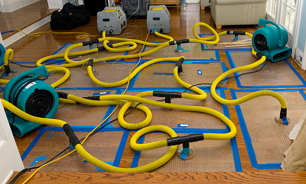 Professional Basement Flood Cleanup technician working in Milfay, OK